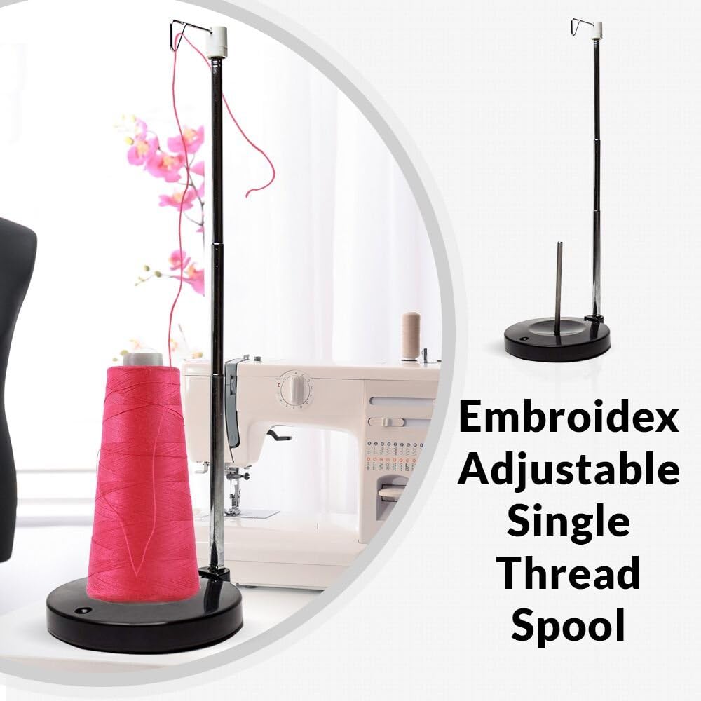 Adjustable Single Thread Spool Holder – Stand alone Embroidery. Sewing or Quilting Thread Holder or Stand – Ensures Smoother Feed = Heavy Plastic Base - Image 6