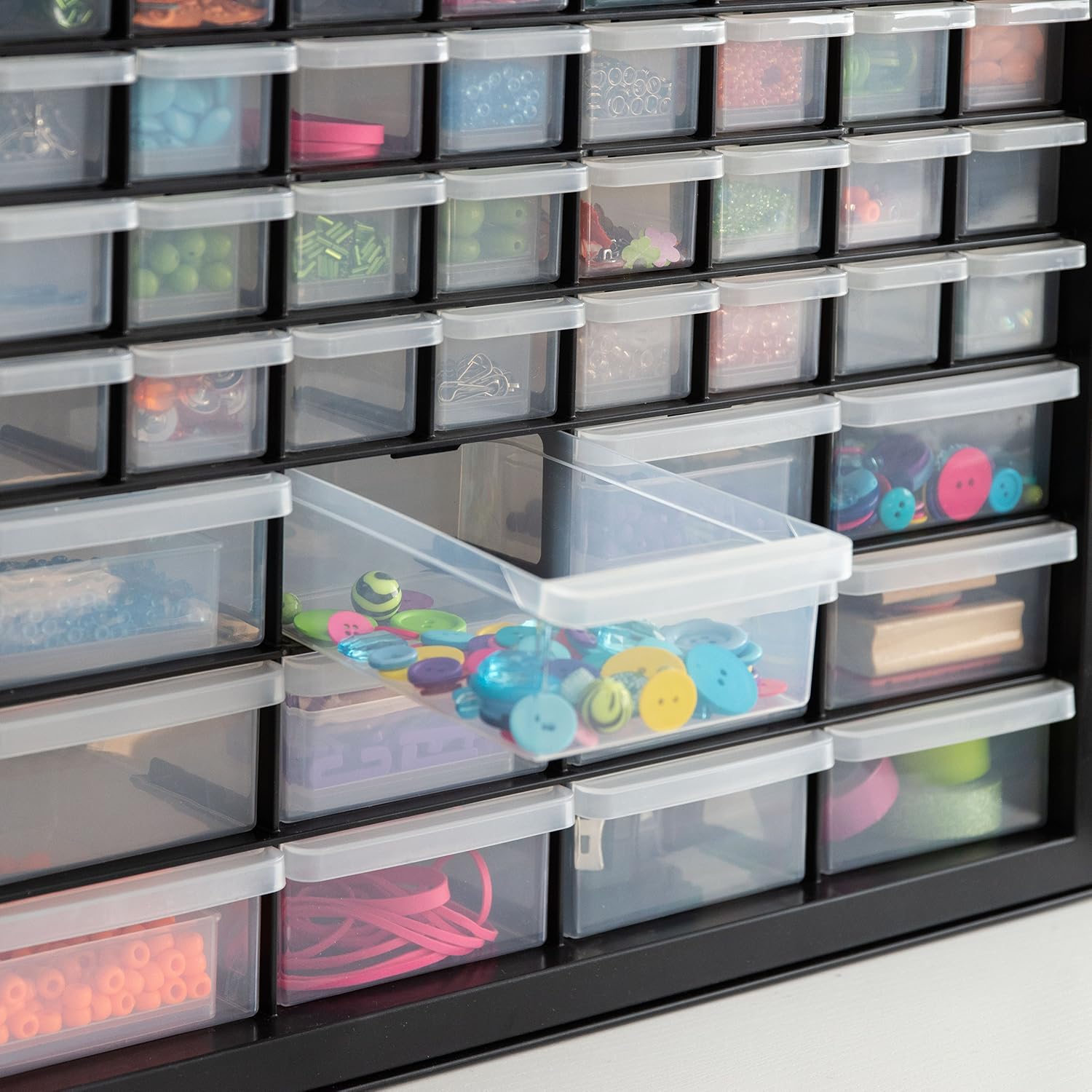 IRIS USA 44-Drawer Small Parts Organizer. Made in USA. Storage Drawers for Screws. Nuts. Bolts. Electronics. Hardware. Beads. Crafts. Building Bricks. Stackable Garage Storage Cabinet. Black - Image 6